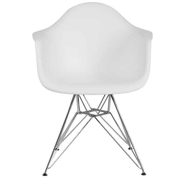 Flash Furniture Alonza Chair, White Seat, White Back, 24.5 W 25" L 31.25 H, Chrome, Polypropylene Seat - FH-132-CPP1-WH-GG