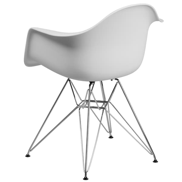 Flash Furniture Alonza Chair, White Seat, White Back, 24.5 W 25" L 31.25 H, Chrome, Polypropylene Seat - FH-132-CPP1-WH-GG