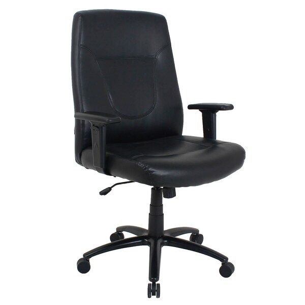 Interion By Global Industrial Interion Antimicrobial Bonded Leather Big & Tall Executive Chair, Black - 695504-AM