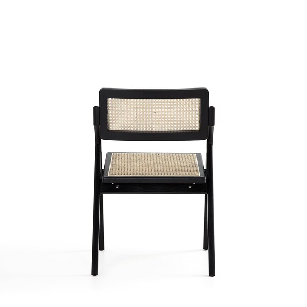 Manhattan Comfort Lambinet Folding Dining Chair in Black and Natural Cane, Set of 2 - DCCA07-BK