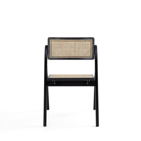 Manhattan Comfort Lambinet Folding Dining Chair in Black and Natural Cane, Set of 2 - DCCA07-BK
