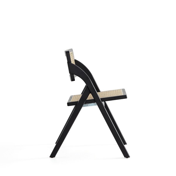 Manhattan Comfort Lambinet Folding Dining Chair in Black and Natural Cane, Set of 2 - DCCA07-BK
