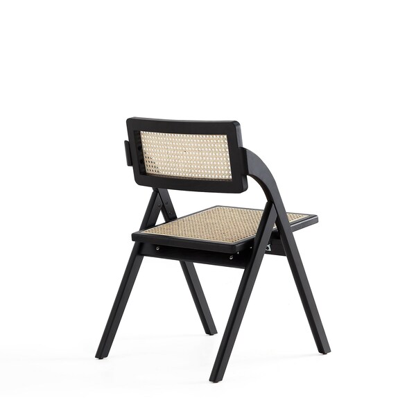 Manhattan Comfort Lambinet Folding Dining Chair in Black and Natural Cane, Set of 2 - DCCA07-BK
