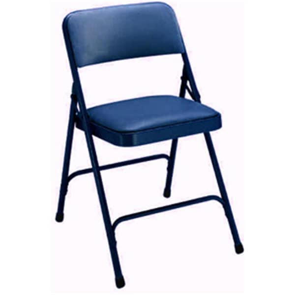 Betterbeds Vinyl Upholstered Premium Folding Chair Dark Midnight Blue with Blue Frame- Set of 4 - BE410694