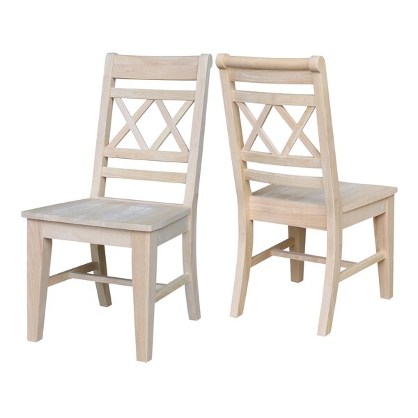 International Concepts Canyon Collection Set of 2 Double X- Back Chairs, Unfinished - C-47P