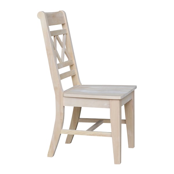 International Concepts Canyon Collection Set of 2 Double X- Back Chairs, Unfinished - C-47P