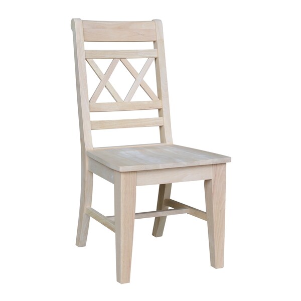 International Concepts Canyon Collection Set of 2 Double X- Back Chairs, Unfinished - C-47P
