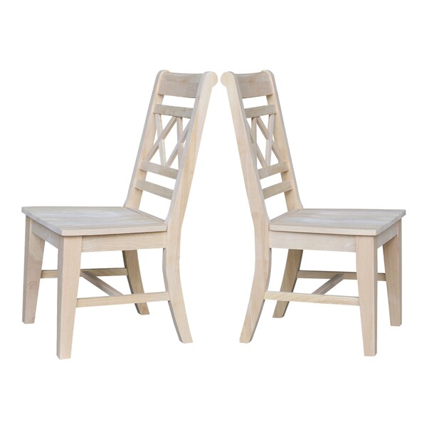 International Concepts Canyon Collection Set of 2 Double X- Back Chairs, Unfinished - C-47P