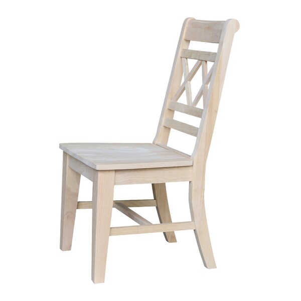 International Concepts Canyon Collection Set of 2 Double X- Back Chairs, Unfinished - C-47P