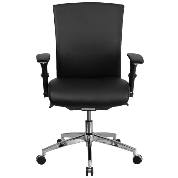 Flash Furniture Office Chair, Adjustable Arms with Inward/Outward Pivot Pads, Leather, Black LeatherSoft - GO-WY-85-7-GG