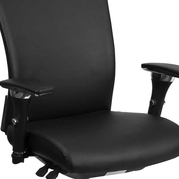 Flash Furniture Office Chair, Adjustable Arms with Inward/Outward Pivot Pads, Leather, Black LeatherSoft - GO-WY-85-7-GG