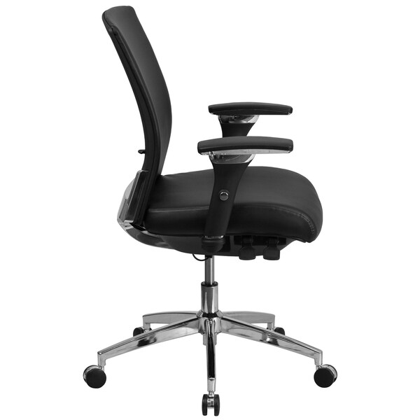 Flash Furniture Office Chair, Adjustable Arms with Inward/Outward Pivot Pads, Leather, Black LeatherSoft - GO-WY-85-7-GG