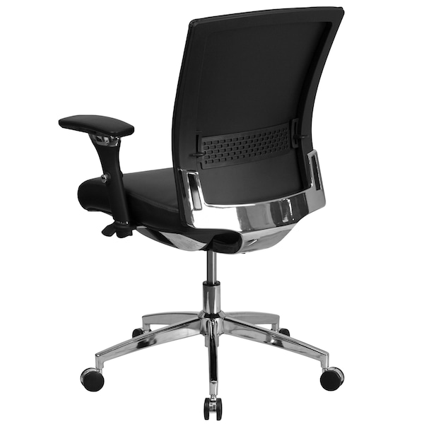 Flash Furniture Office Chair, Adjustable Arms with Inward/Outward Pivot Pads, Leather, Black LeatherSoft - GO-WY-85-7-GG