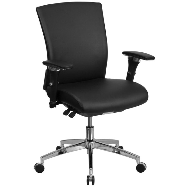 Flash Furniture Office Chair, Adjustable Arms with Inward/Outward Pivot Pads, Leather, Black LeatherSoft - GO-WY-85-7-GG