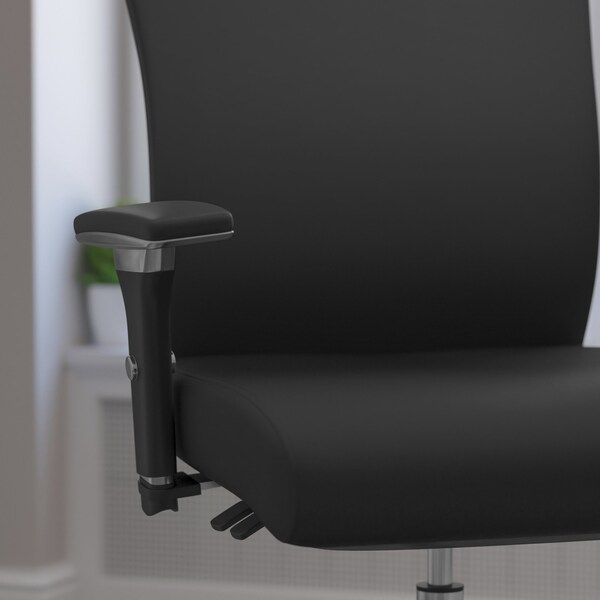 Flash Furniture Office Chair, Adjustable Arms with Inward/Outward Pivot Pads, Leather, Black LeatherSoft - GO-WY-85-7-GG