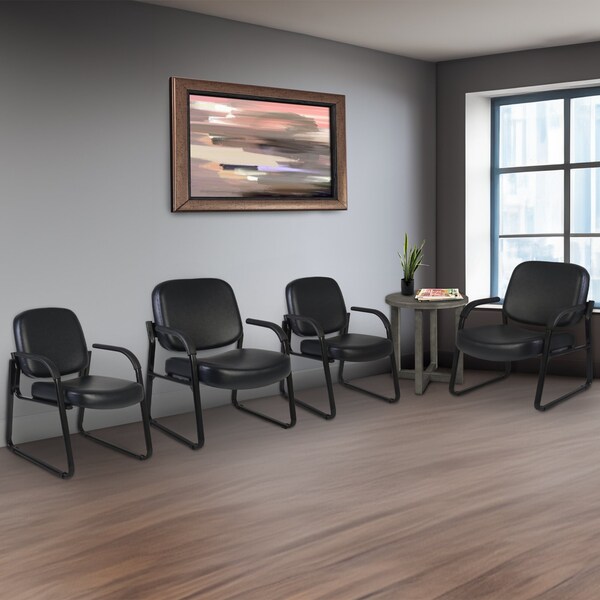 Regency Victor Big & Tall 400LBS Reception Chair With Arms, Anti-Microbial/Anti-Bacterial Vinyl, Black - 407-VAM-BK