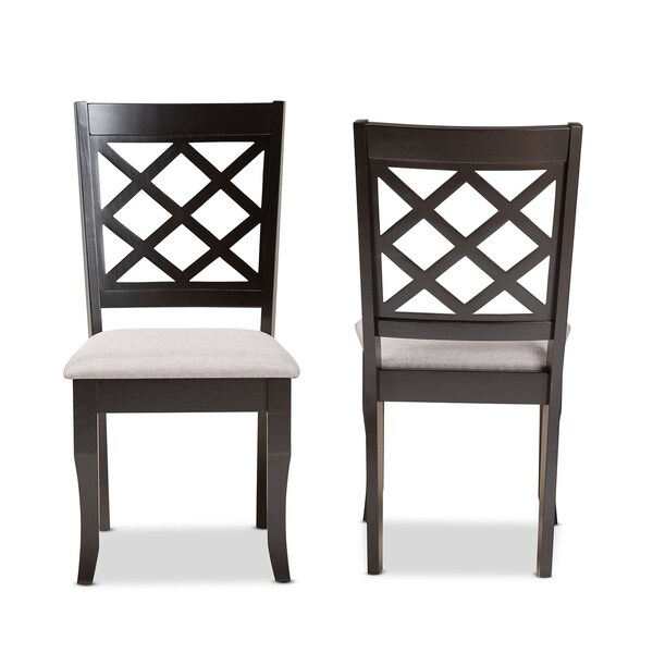 Baxton Studio Verner Modern and Contemporary Grey Fabric and Dark Brown Finished Wood 2-Piece Dining Chair Set - 183-10532-ZORO