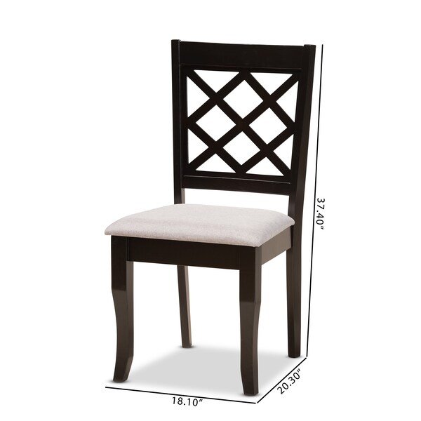 Baxton Studio Verner Modern and Contemporary Grey Fabric and Dark Brown Finished Wood 2-Piece Dining Chair Set - 183-10532-ZORO