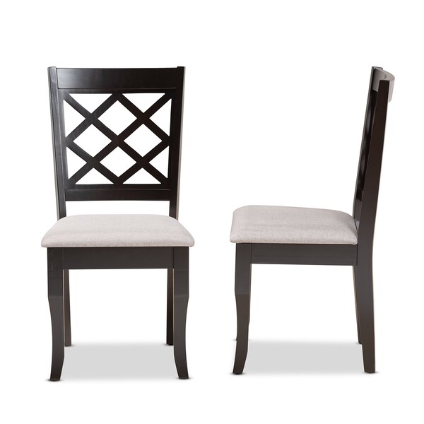 Baxton Studio Verner Modern and Contemporary Grey Fabric and Dark Brown Finished Wood 2-Piece Dining Chair Set - 183-10532-ZORO