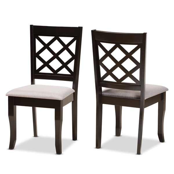 Baxton Studio Verner Modern and Contemporary Grey Fabric and Dark Brown Finished Wood 2-Piece Dining Chair Set - 183-10532-ZORO