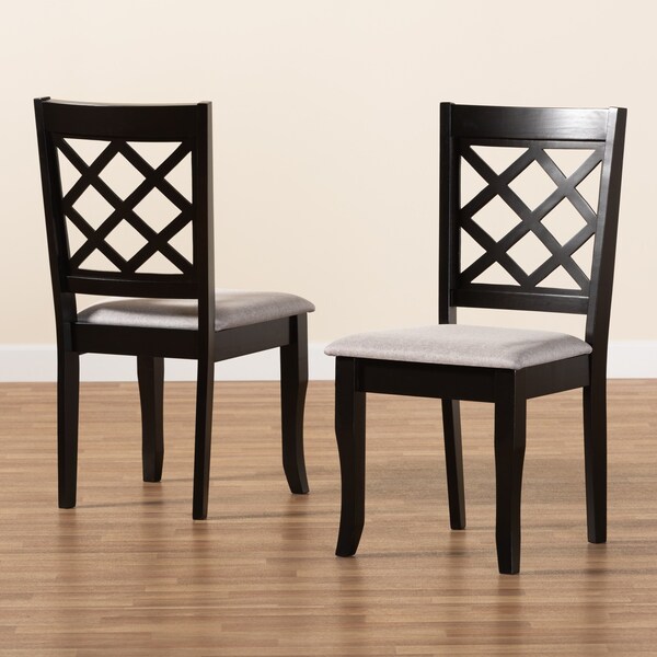 Baxton Studio Verner Modern and Contemporary Grey Fabric and Dark Brown Finished Wood 2-Piece Dining Chair Set - 183-10532-ZORO