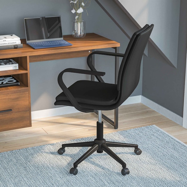 Flash Furniture Black LeatherSoft Office Chair with Black Arms - GO-21111B-BK-BK-GG