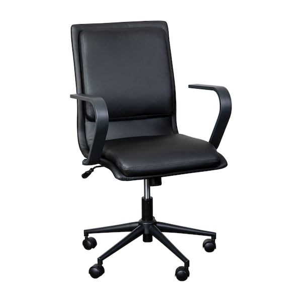 Flash Furniture Black LeatherSoft Office Chair with Black Arms - GO-21111B-BK-BK-GG