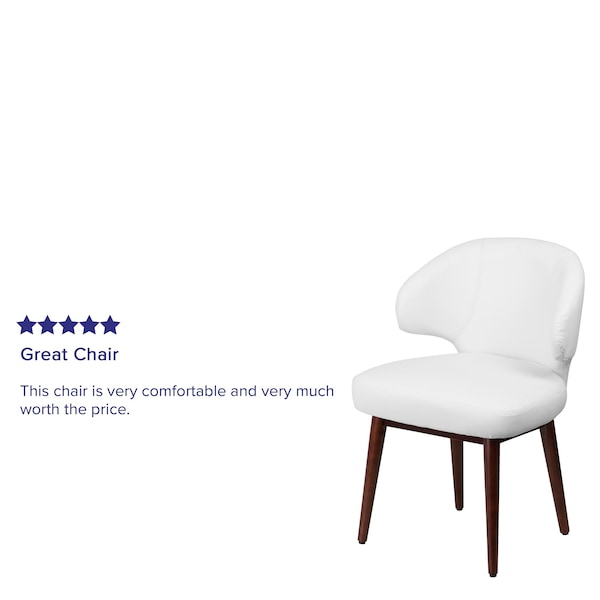 Flash Furniture Contemporary Side Reception Chair, White Back, 23-1/2 in W 24" L 33-3/4" H, Leather Seat - BT-2-WH-GG