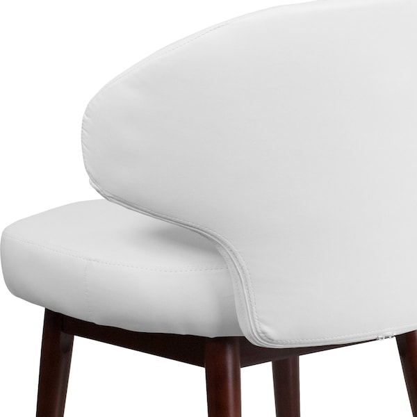 Flash Furniture Contemporary Side Reception Chair, White Back, 23-1/2 in W 24" L 33-3/4" H, Leather Seat - BT-2-WH-GG