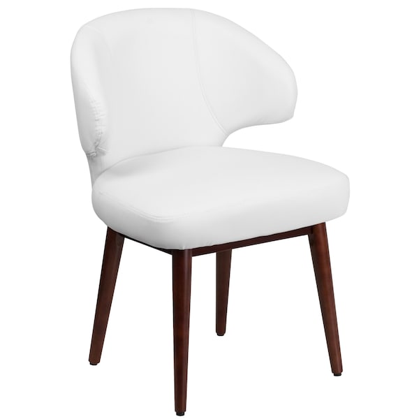 Flash Furniture Contemporary Side Reception Chair, White Back, 23-1/2 in W 24" L 33-3/4" H, Leather Seat - BT-2-WH-GG