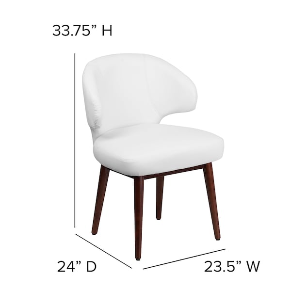 Flash Furniture Contemporary Side Reception Chair, White Back, 23-1/2 in W 24" L 33-3/4" H, Leather Seat - BT-2-WH-GG
