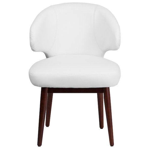 Flash Furniture Contemporary Side Reception Chair, White Back, 23-1/2 in W 24" L 33-3/4" H, Leather Seat - BT-2-WH-GG