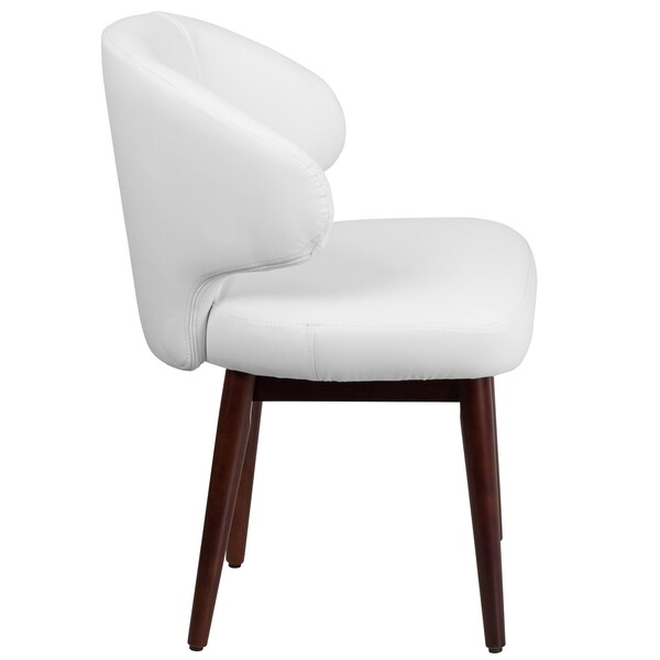 Flash Furniture Contemporary Side Reception Chair, White Back, 23-1/2 in W 24" L 33-3/4" H, Leather Seat - BT-2-WH-GG