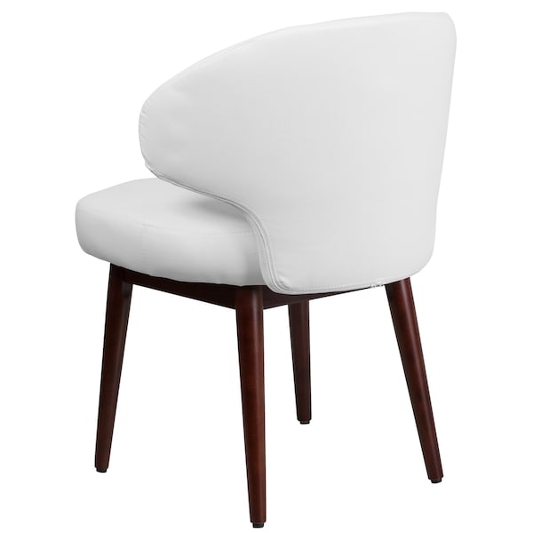Flash Furniture Contemporary Side Reception Chair, White Back, 23-1/2 in W 24" L 33-3/4" H, Leather Seat - BT-2-WH-GG