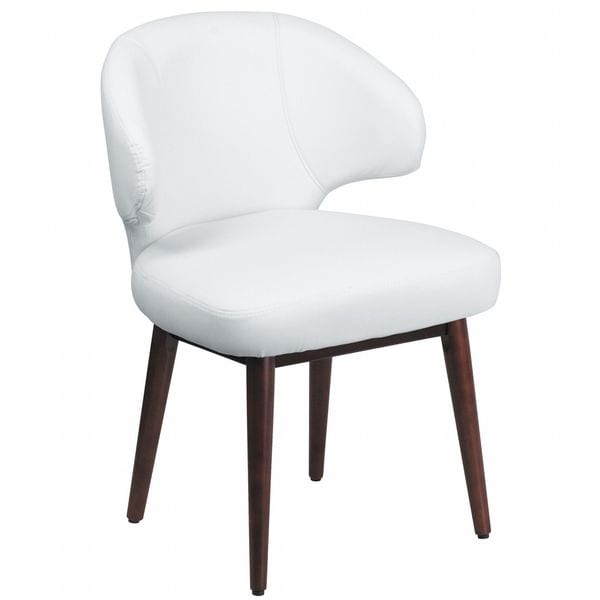 Flash Furniture Contemporary Side Reception Chair, White Back, 23-1/2 in W 24" L 33-3/4" H, Leather Seat - BT-2-WH-GG