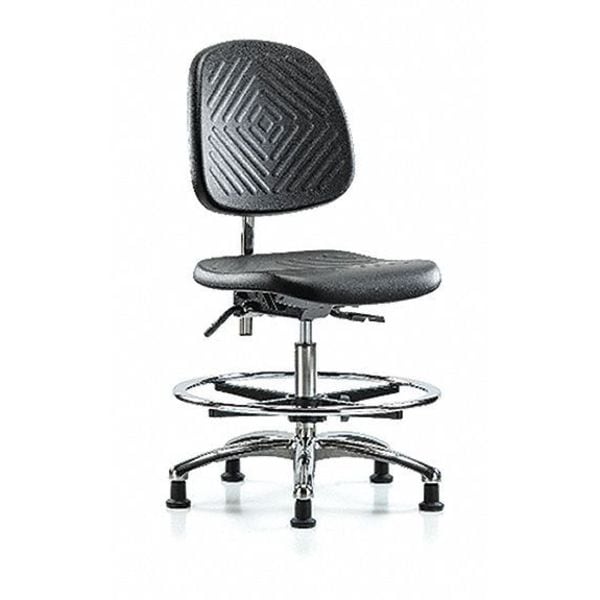 Zoro Select Clean Room Chair Ergonomic Chair, No Arms, 20-1/4" to 28" Height, Polyurethane, Black - BR-NCR-PMBCH-MB-CR-T0-A0-CF-RG-BLK