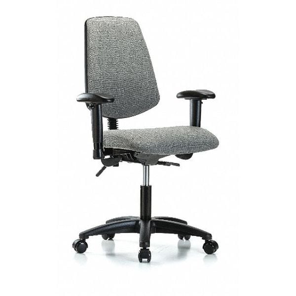 Blue Ridge Ergonomics Desk Chair Fab Desk Chair, Med, Bk, AA, Casters, Gry, Adjustable Arms, 19" to 24" Height, Fabric, Grey - BR-FDHCH-MB-RG-T0-A1-RC-F44