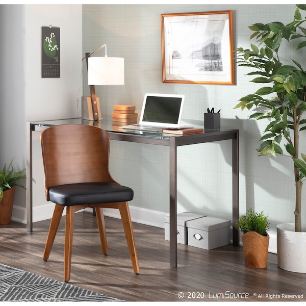 Lumisource Bocello Chair in Walnut and Black Faux Leather - CH-BCLLO WL+BK