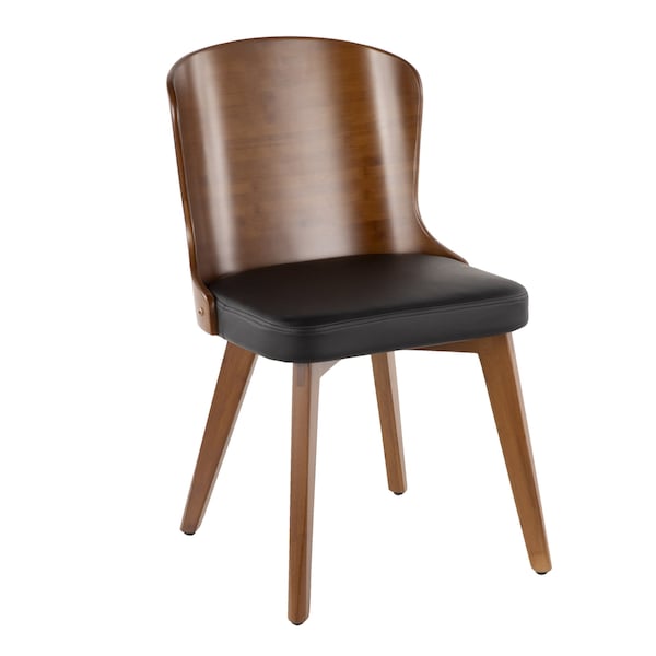 Lumisource Bocello Chair in Walnut and Black Faux Leather - CH-BCLLO WL+BK