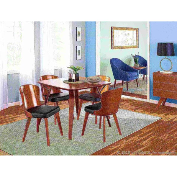 Lumisource Bocello Chair in Walnut and Black Faux Leather - CH-BCLLO WL+BK