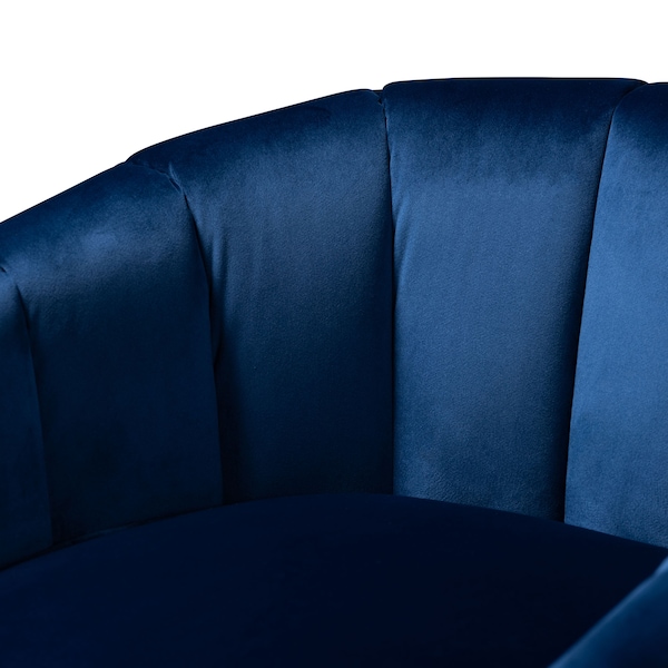 Baxton Studio Tomasso Blue Velvet Upholstered Gold-Finished Lounge Chair - 152-9264