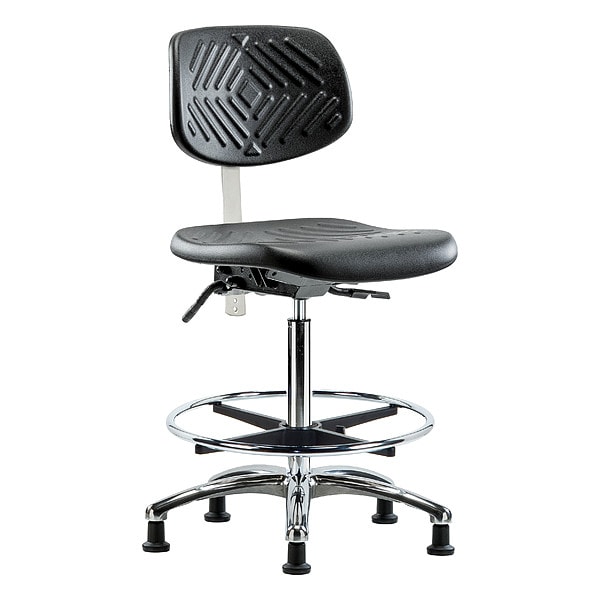 Zoro Select Clean Room Chair Ergonomic Chair, No Arms, 24-1/2" to 34-3/4" Height, Polyurethane, Black - BR-NCR-PHBCH-CR-T0-A0-CF-RG-BLK