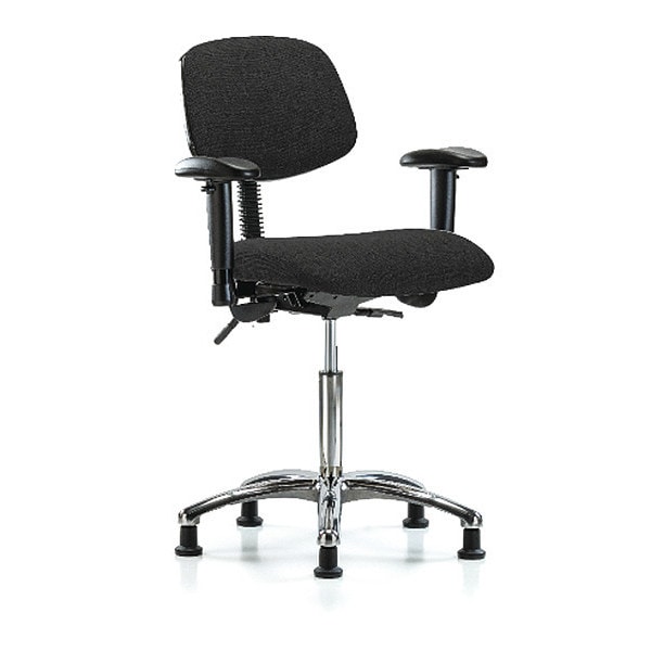 Blue Ridge Ergonomics Medium Bench Chair Chair, Fab, Med Ben, Chr Tilt AA Glides, Blk, Adjustable Arms, 22" to 29" Height - BR-FMBCH-CR-T1-A1-NF-RG-F42