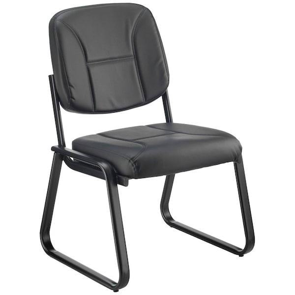 Global Industrial Antimicrobial Vinyl Reception Chair, Armless, Black - 695514