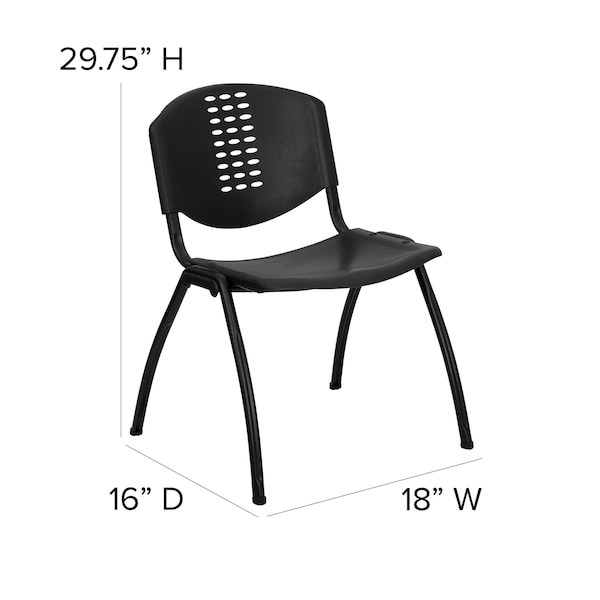 Flash Furniture Stack Chair, Plastic, Black - RUT-NF01A-BK-GG