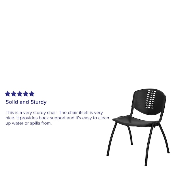 Flash Furniture Stack Chair, Plastic, Black - RUT-NF01A-BK-GG