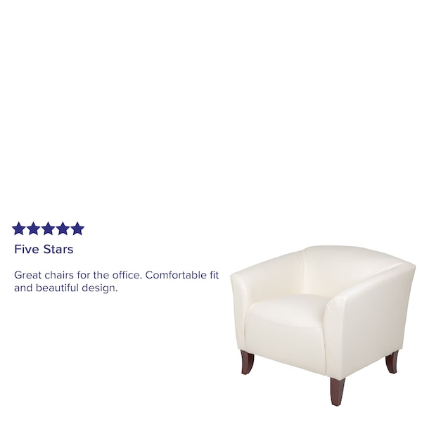 Flash Furniture Hercules Imperial Chair, 33-1/2 in W 31" L 29" H, Sloping, Leather Seat - 111-1-WH-GG