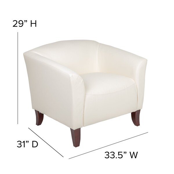 Flash Furniture Hercules Imperial Chair, 33-1/2 in W 31" L 29" H, Sloping, Leather Seat - 111-1-WH-GG