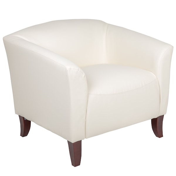 Flash Furniture Hercules Imperial Chair, 33-1/2 in W 31" L 29" H, Sloping, Leather Seat - 111-1-WH-GG