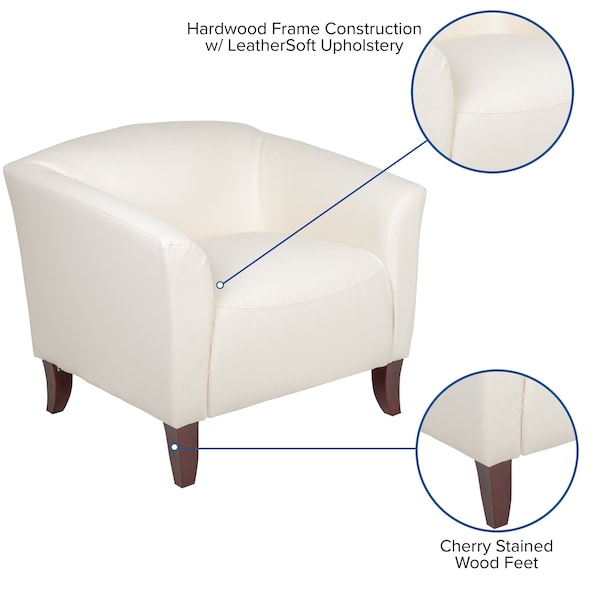 Flash Furniture Hercules Imperial Chair, 33-1/2 in W 31" L 29" H, Sloping, Leather Seat - 111-1-WH-GG